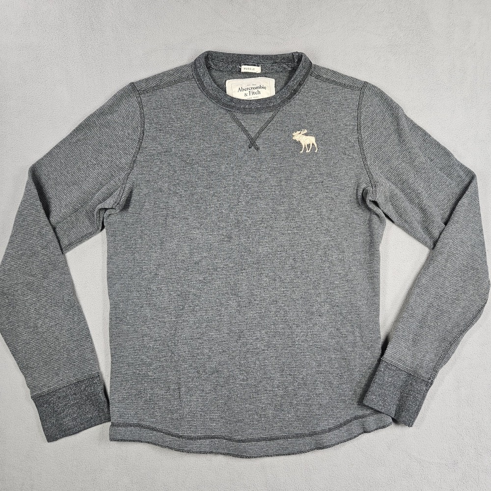 Vintage Y2K Abercrombie & Fitch Shirt Mens Large Gray Thermal Waffle Knit Muscle